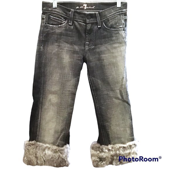 7 For All Mankind Denim - 7 For All Mankind Fur Cropped Jeans